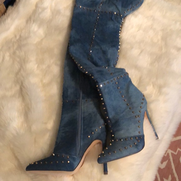 studded thigh high boots